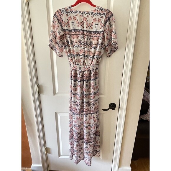 Love At First Sight Size Small Pink Blue Floral Maxi Romper Jumpsuit NWT J25 - Picture 2 of 9